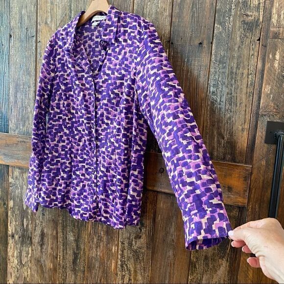 Coldwater Creek M 10* Purple 100% Cotton Button-Up Workwear Casual No Iron Shirt - Picture 9 of 9